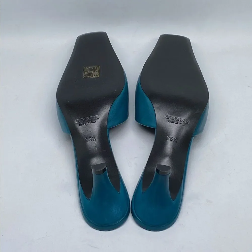 JIL SANDER Square Toe Leather Pumps size 36.5